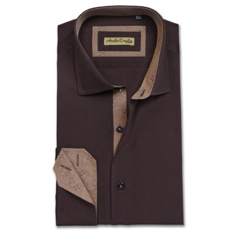 Men Chocolate Brown Slim Fit Formal Shirt