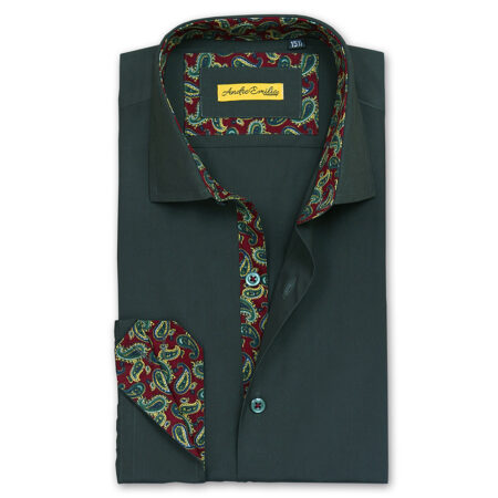 Men Dark Green Slim Fit Formal Shirt