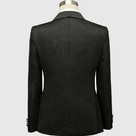 Black Textured Tuxedo Suit