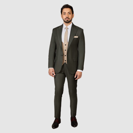 Men Dark Green 3 Piece Suit