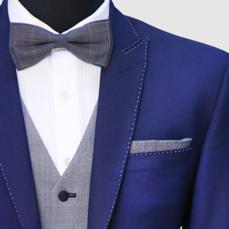 Men Dark Navy Blue Suit Lapel