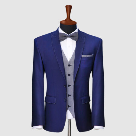 Men Dark Navy Blue Suit With Waistcoat