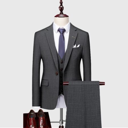 Mens Dark Gray Wedding 3 Piece Suit