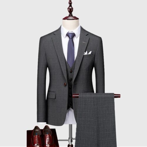 Mens Dark Gray Wedding 3 Piece Suit