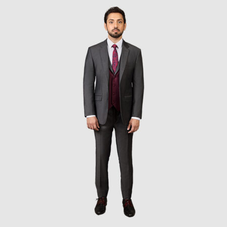 Men Dark Gray 3 Piece Suit
