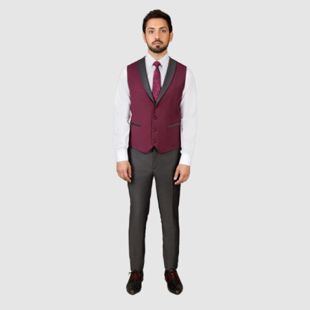Men Dark Gray 3 Piece Suit Waistcoat