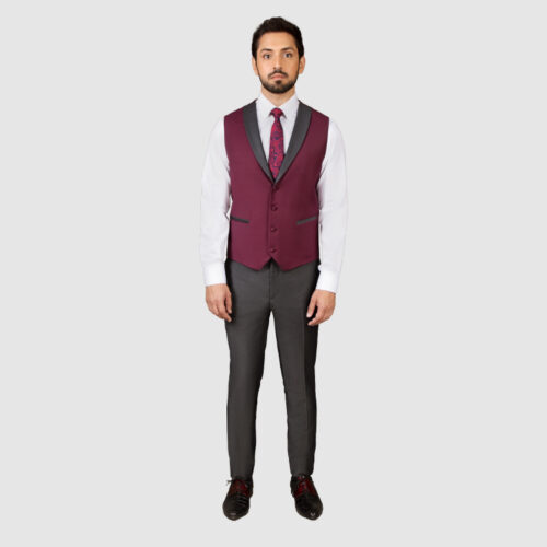 Men Dark Gray 3 Piece Suit Waistcoat