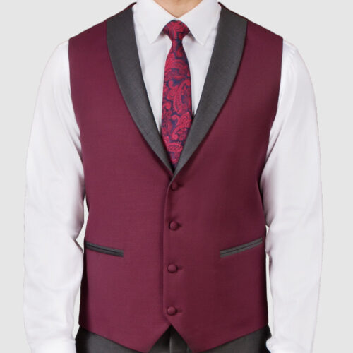 Men Dark Gray 3 Piece Suit Waistcoat Front