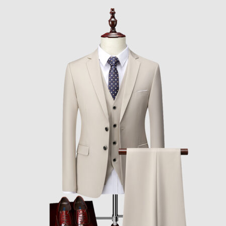 Men Cream 3 Piece Suit