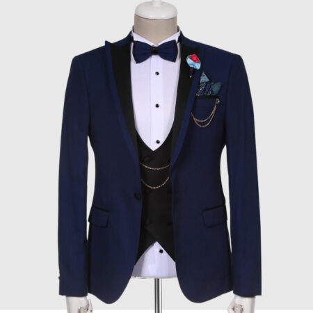 Men Dark Blue Tuxedo Wedding Suit