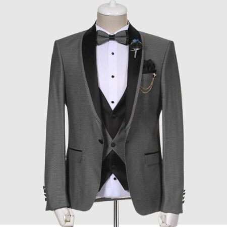 Dotted Gray Tuxedo Suit