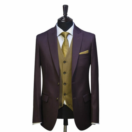 Men Plum 3 Piece Suit