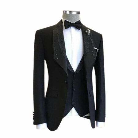 Black Tuxedo With Black Glitter Lapel