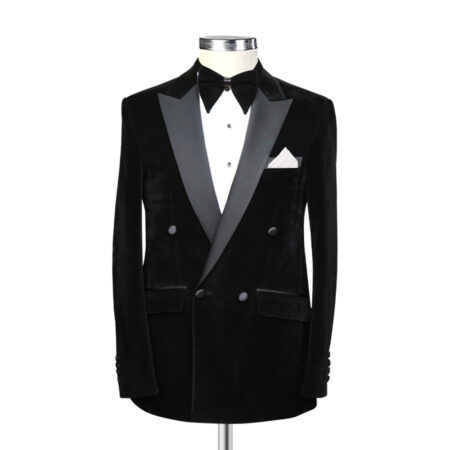 Black Velvet Double Breasted Tuxedo Suit