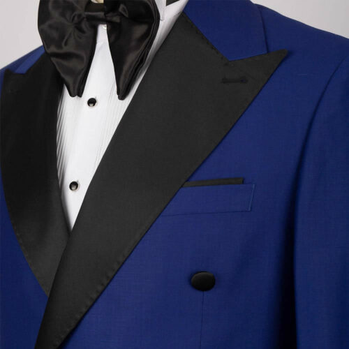Royal Blue Double Breasted Tuxedo With Peak Lapel