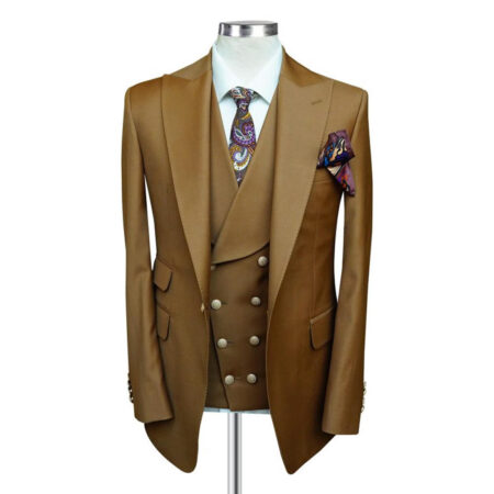 Brown 3 Piece Suit With Brass Buttons